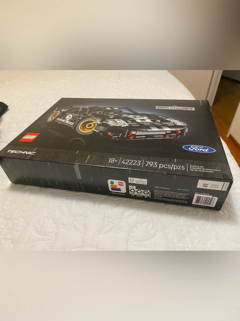 Lego Technic 1966 Black Ford GT40 MK II Race Car Model with Gold Wheels